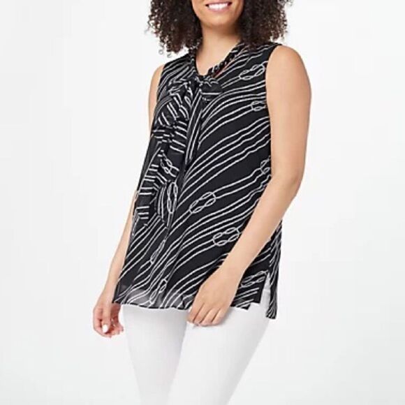 Susan Graver Sleevless Lined Chiffon Tunic - Picture 1 of 7